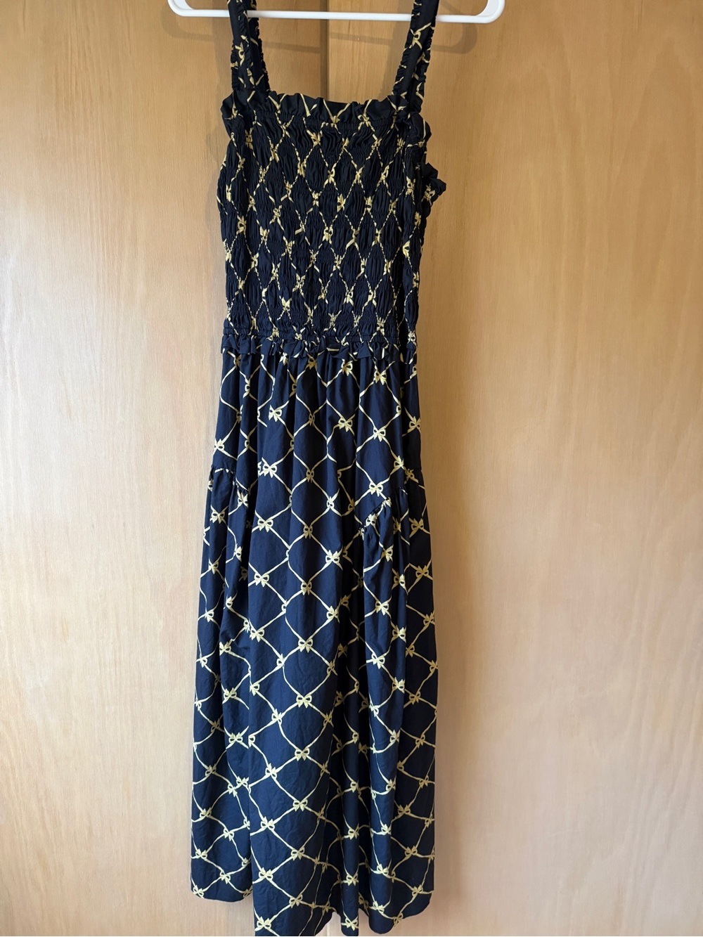 Smocked Black and Gold Maxi Dress US Size 8 (UK 12)